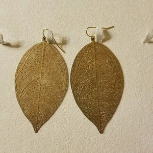 Gold tone Leaf Earrings
